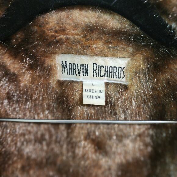 Vintage Marvin Richards Faux Fur Lined Jacket - KC Chiefs Leopard Back Design, L - Picture 5 of 7